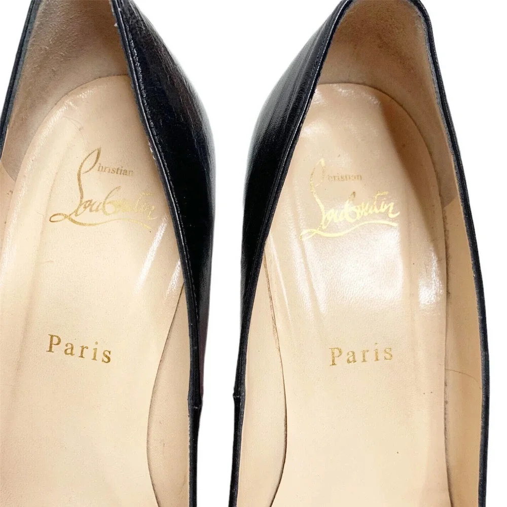 ❌SOLD❌ Authentic Christian Louboutin Matte Black Leather Pumps Women’s 39 1/2 - Picture 9 of 11